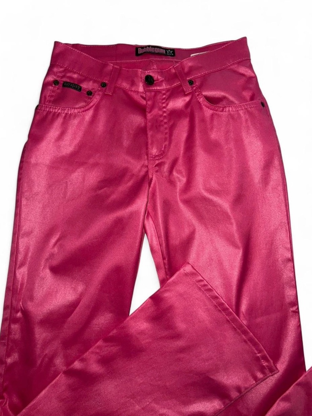 VINTAGE American Flavour Bubblegum USA HOT PINK metallic straight leg pants- 1/2